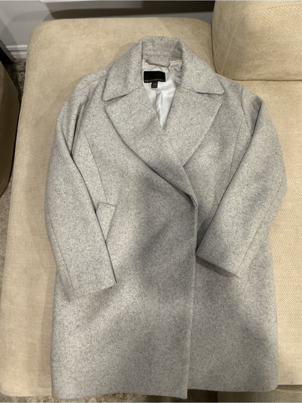 Banana Republic Light Gray Wool-Blend Wrap Coat